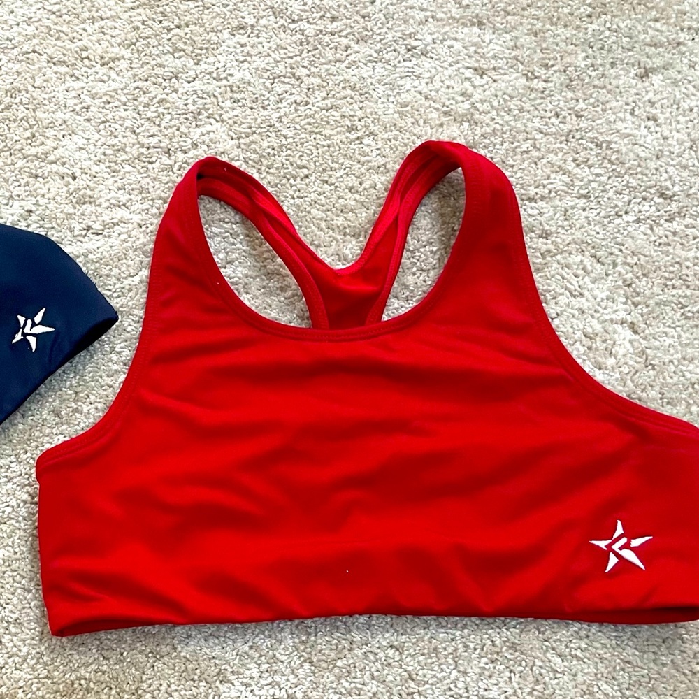 YL Rebel Athletics red sports bra